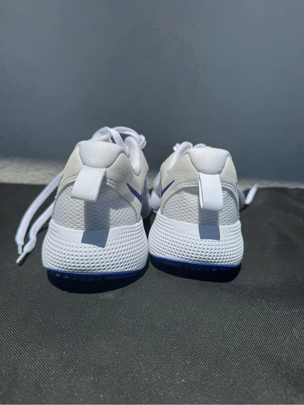 Nike White Running Sneakers with Blue Swoosh Accents